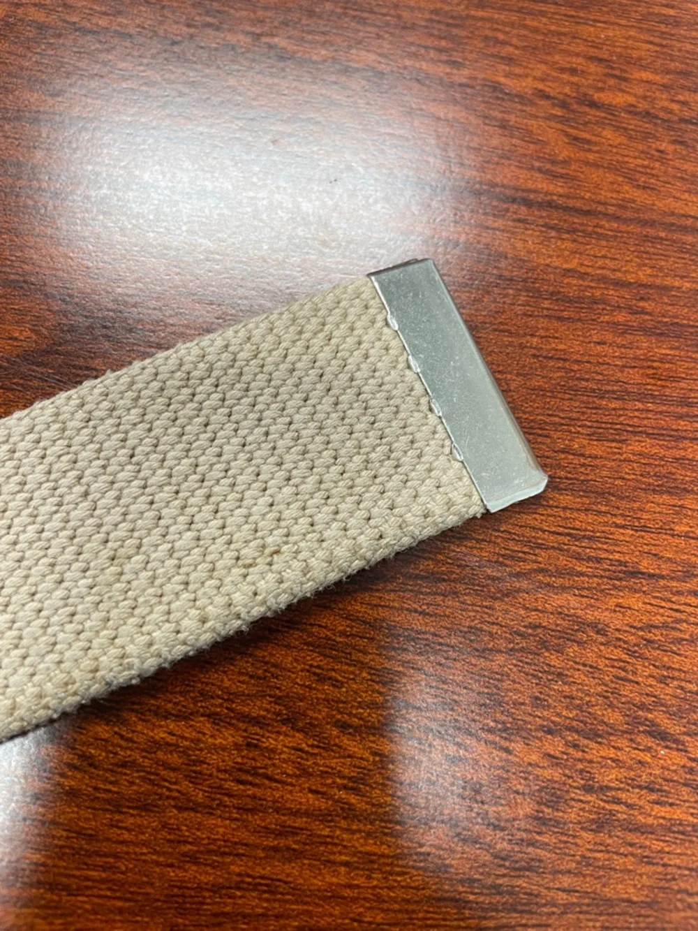 Columbia Beige Canvas Webbing Belt with Metal Buckle 42”